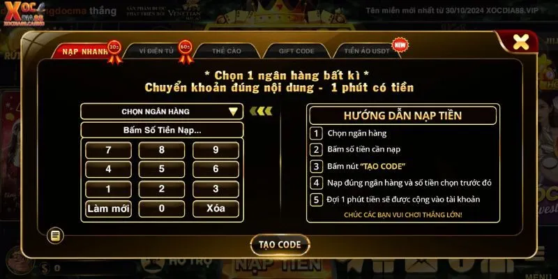 Nạp tiền nhanh chóng chỉ với vài bước đơn giản